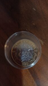moneda de coleccion de veinte pesos 50 años plan marina año 2005