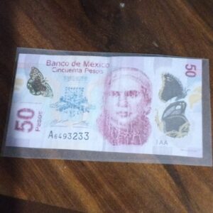 billete de coleccion de cincuienta pesos morelos serie triple A año 2017