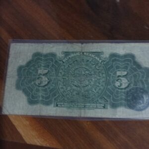 BILLDETE DE COLECCION DE CINCO PESOS CUAUHTEMOC AÑO 1915