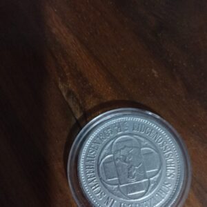 moneda de coleccion cinco francos suizos festival de tiro año 1865 material laton