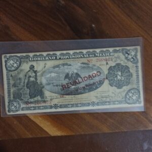 BILLETE DE COLECCION DE UN PESO GOBIERNO PROVISIONAL DE MEXICO AÑO 1914