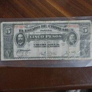 BILLETE DE COLECCION CINCO PESOS DOS CARITAS AÑO 1915