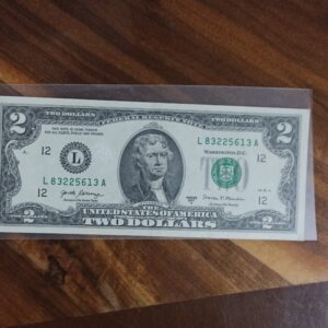 BILLETE DE COLECCION DOS DOLLAR JEFFERSON AÑO 2017