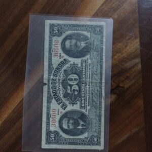 BILLETE DE COLECCION CINCUENTA CENTAVOS ESTADO DE SONORA AÑO 1915