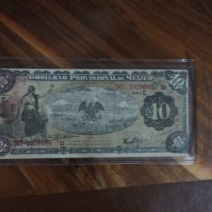 BILLETE DE COLECCION DIEZ PESOS GOBIERNO PROVISIONAL DE MEXICO AÑO 1914