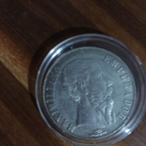 MONEDA DE COLECCION UN PESO DE PLATA MAXIMILIANO EMPERADOR AÑO 1867