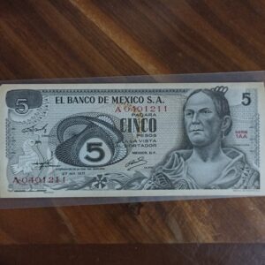 billete de coleccion cinco pesos la corregidora año 1971