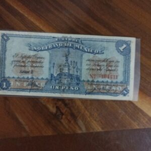 BILLETE DE COLECCION UN PESO LIBRE Y SOBERANO DE MEXICO AÑO 1915