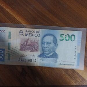 BILLETE DE COLECCION QUINIENTOS PESOS JUAREZ DOBLE AA AÑO 2017
