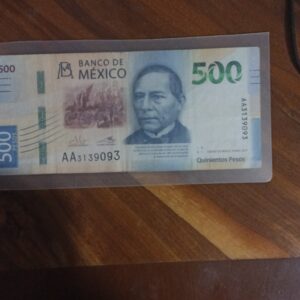 billete DE COLECCION QUINIENTOS PESOS JUAREZ AÑO 2017 SERIE DOBLE AA
